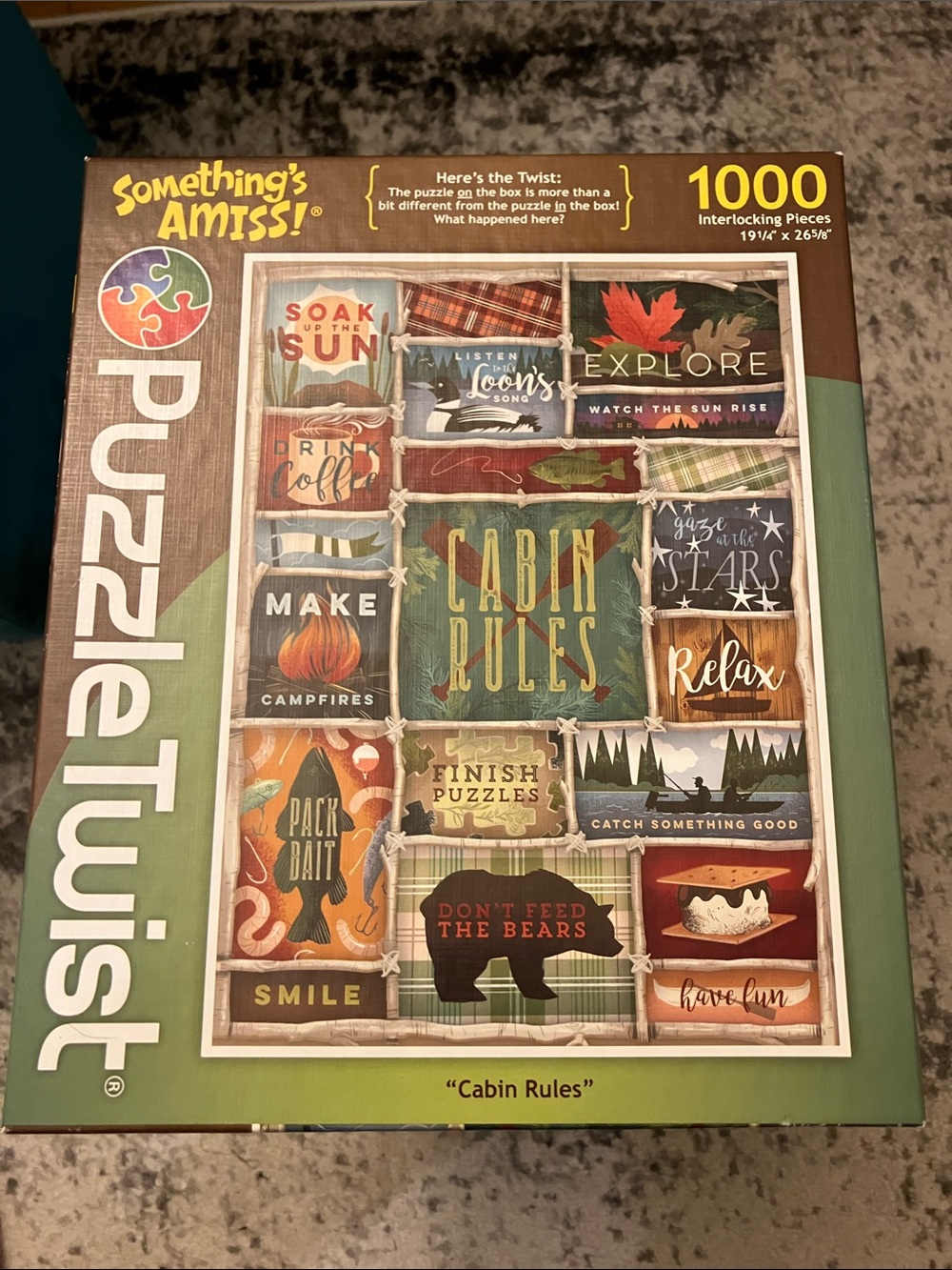 1000-Piece 'Cabin Rules' Jigsaw Puzzle - Green